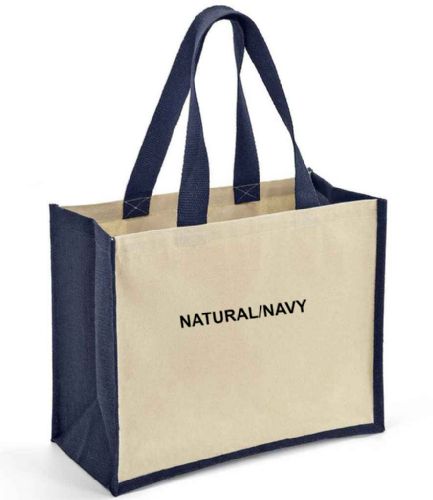 Jute shopper with colour inserts